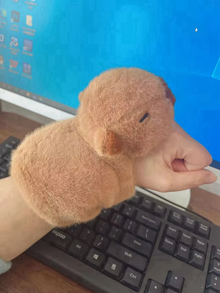 Lovely Capybara Animal Slap Snap Wrap Wristband Bracelet Plush Stuffed Animal Kawaii Capybara Hand Ring Wristband Kid Funny Toys