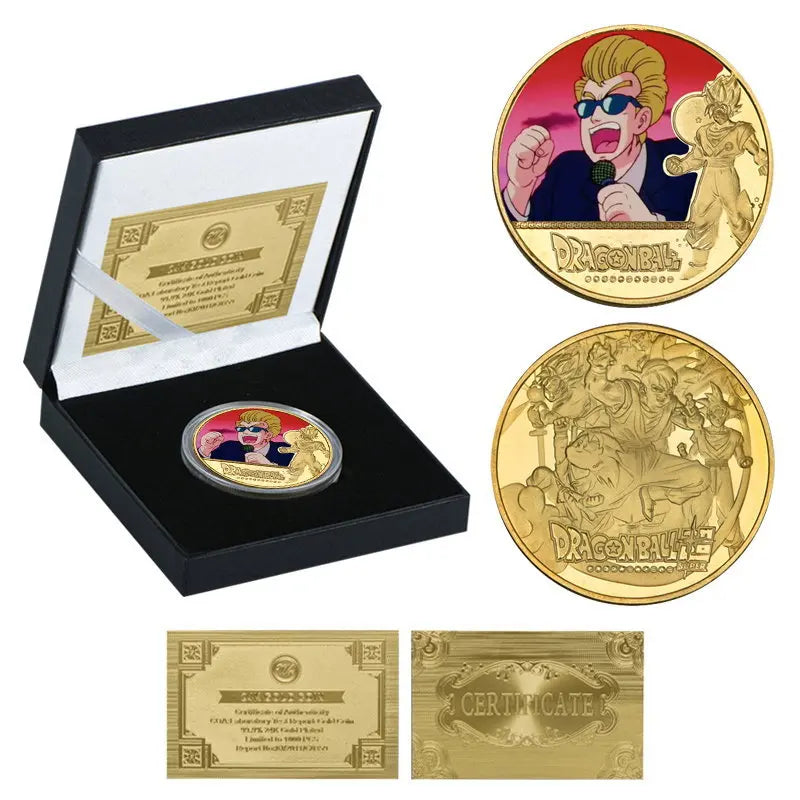 Dragon Ball Gold Plated Gold Coin Son Goku Vegeta Commemorative Coins Children Classic Anime Peripherals Collection Toy Souvenir