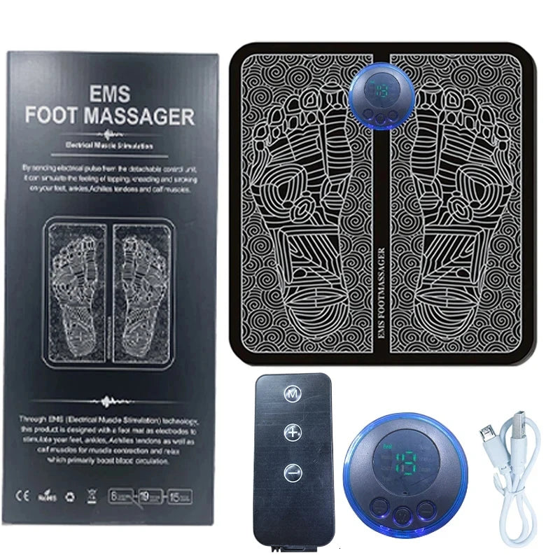 EMS Foot Massage Mat - Multi-Frequency Stimulation with 8 Zone Reflexology Massage