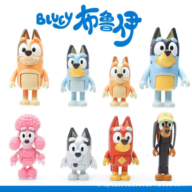 Bluey Family And Friends Action Figures 8 Pack Poseable Collectible Toys Pretend Play Dolls Birthday Gift For Children