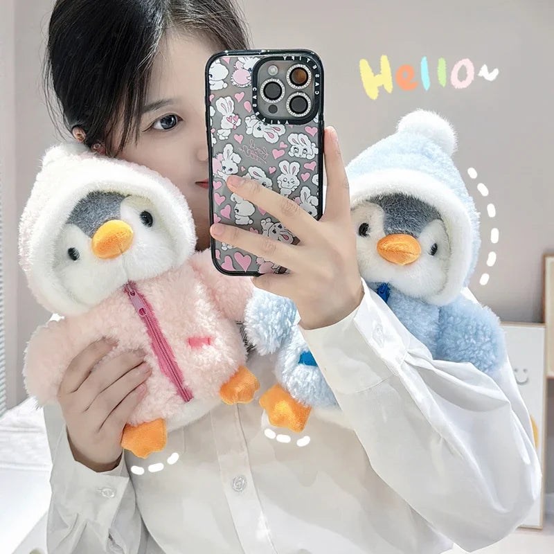 New Cute Penguin Plush Toy Baby Comforting Sleep Doll Fluffy Penguin Wearing Clothes Hats Stuffed Animal Pillow Birthday Gifts