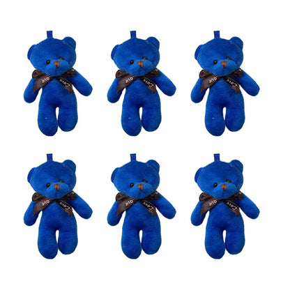 6/12pcs Mini Bear Plush Keychain Colorful Bear Stuffed Toy School Bag Pendant Teddy Doll Graduation Party Supplies Wedding Gift