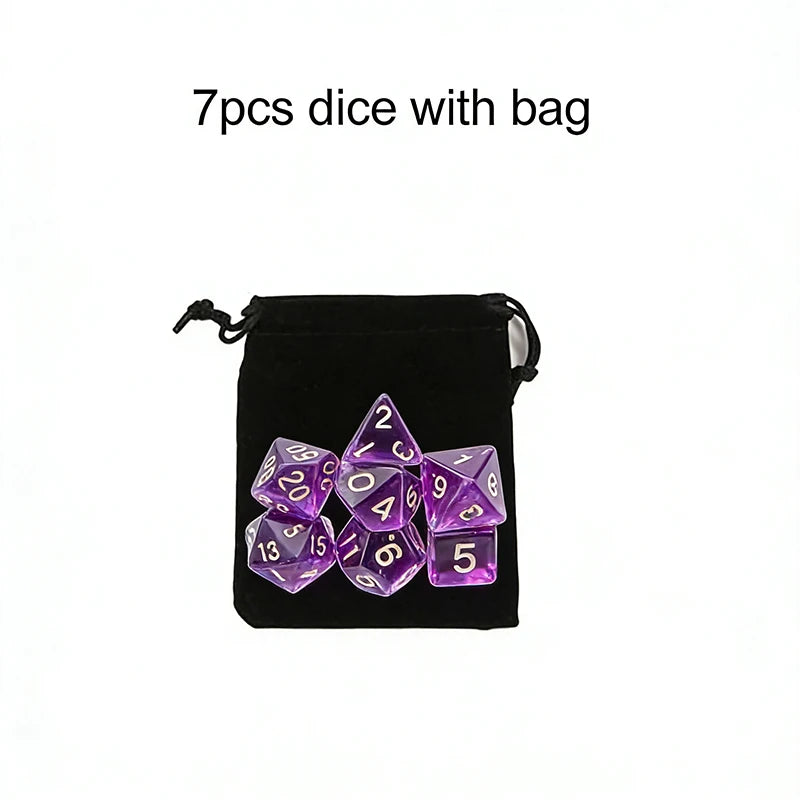 7pcs/set Multicolour Dice Set Multiple Colors Polyhedral RPG DND Role Playing Dragons Board Game Multiple Dice With Bags TMZ