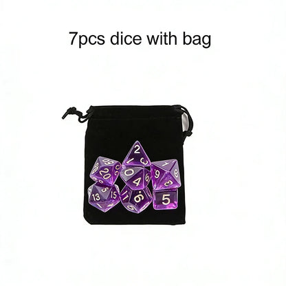 7pcs/set Multicolour Dice Set Multiple Colors Polyhedral RPG DND Role Playing Dragons Board Game Multiple Dice With Bags TMZ