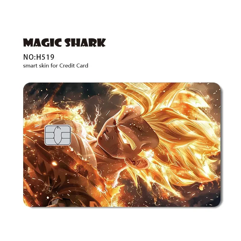 Magic Shark Anime Goku Vegeta Trunks Laser Holographic Shinny Skin Cover Sticker Film for Debit Credit Card