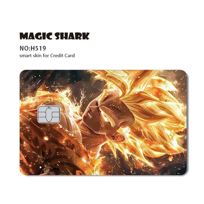 Magic Shark Anime Goku Vegeta Trunks Laser Holographic Shinny Skin Cover Sticker Film for Debit Credit Card