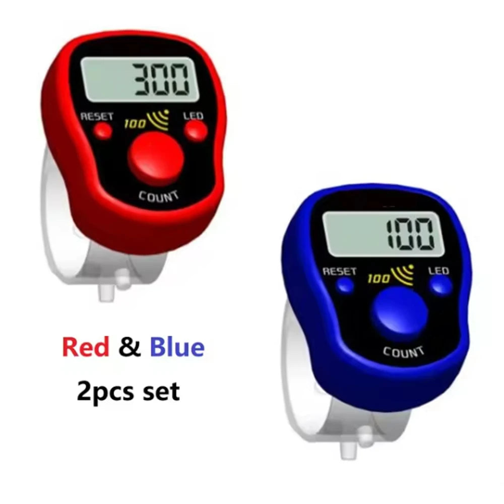 2pcs Set Mini Stitch Marker And Row Finger Counter LCD Electronic Digital Tally Counter by BeBosLook