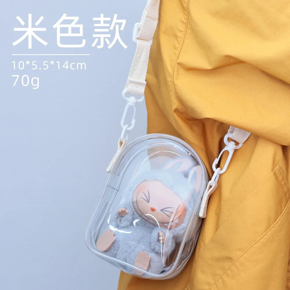 Labubu/SP Protect Case Labubu Sitting Party 15/17cm Cotton Doll Shoulder Pain Bag PVC Storage Bag Labubu Walk Bag Dustproof