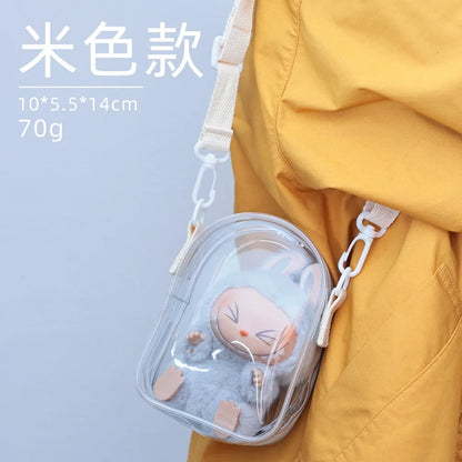 Labubu/SP Protect Case Labubu Sitting Party 15/17cm Cotton Doll Shoulder Pain Bag PVC Storage Bag Labubu Walk Bag Dustproof