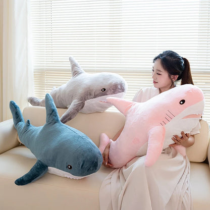 100cm Cartoon Hot Sell Soft Rainbow Shark Plush Doll Pillow Sea Creatures Colorful Shark Plush Toy Warm Hug For Boys Girls Gifts