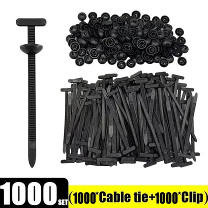 1000-100set Self-locking Universal Nylon Cable Tie Buckle Heavy Duty Zip Ties with Pin & Button Car Daily Repair Fastening Strap