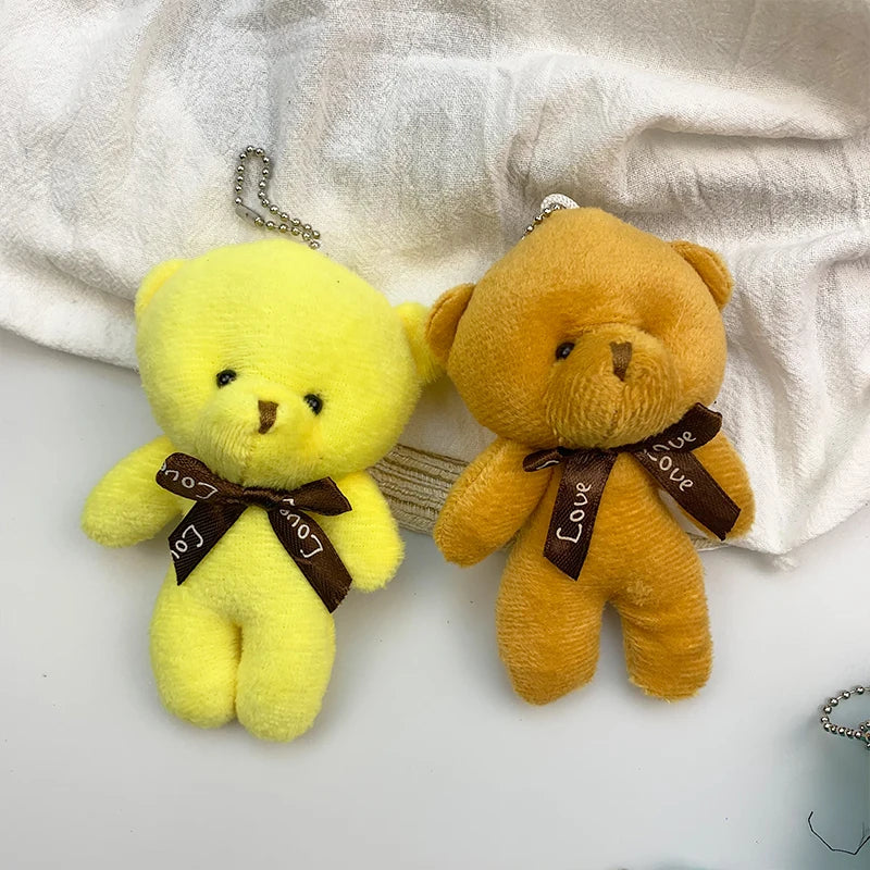30pcs New 21Color Mini Bear Plush Doll Keychain 12cm Cute Colorful Bear Animal Stuffed Toys For Girl Bag Pendant Children Gifts