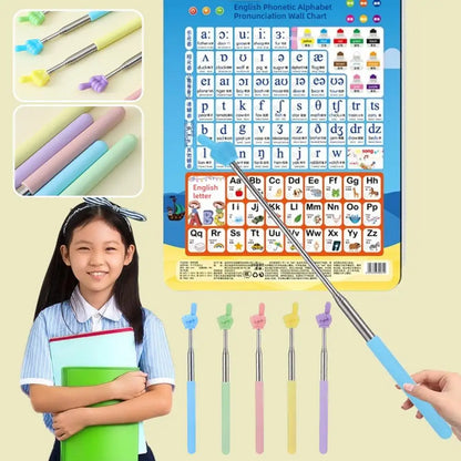 Steel Teaching Pointer Telescopic Rod Finger Design Teaching Stick Finger Reading Sticks Tools School Office Supplies