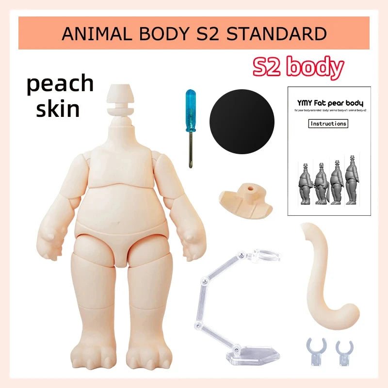 NEW YMY Doll Cat Hand Animal Body Fat Body with Tail Ob11 Body Joint for Gsc Head,1/12bjd,Obitsu 11 Boy Girl Toy Accessories