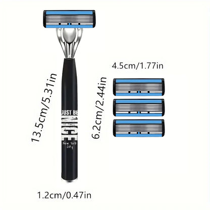 6-Layer Stainless Steel Shaver, Men's Classic Shaver Blade, Detachable and Reusable Shaver