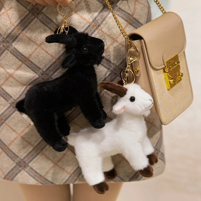 Hot Sale Lifelike Goat Pendant Plush Toys Soft Stuffed Standing Goat Toys Cute Mini Animal Pendant Cool Keyring Bags Decor