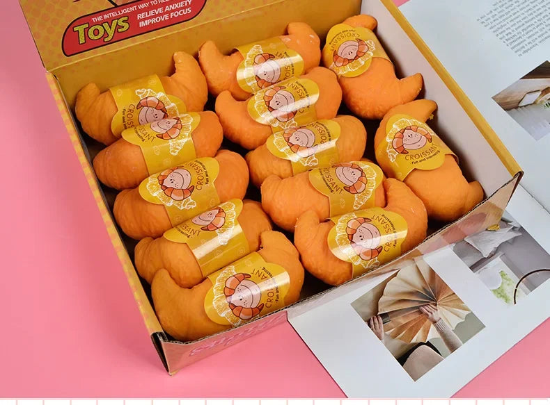 Fun Realistic Croissant Toy Pinch Squeeze Relief Squishy Stress Cute Lazy Stress Ball Funny Stress Relief Fidget Toy
