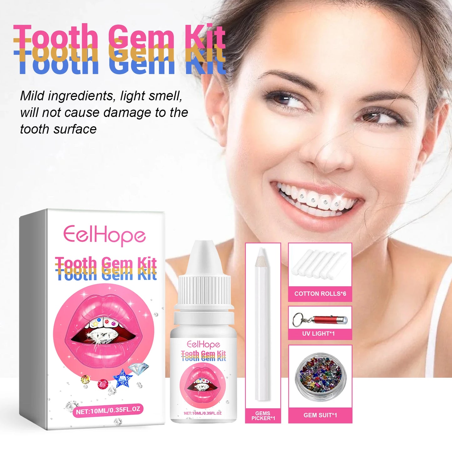 Tooth Gem Glue Dental Adhesive for Tooth Gems Diamond Kit Glue Teeth Crystal Jewelry Sturdy Tooth Jewelry Orthodontic Gel 7/10ml
