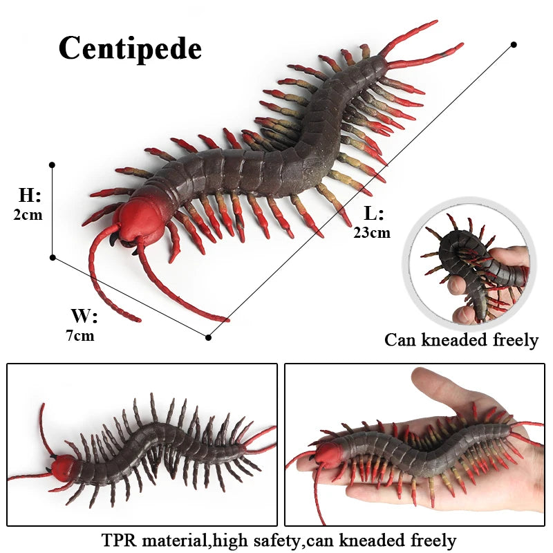 Oenux Soft Wild Insect Animal Model Caterpillar Lizard Snake Chameleon Gekko Action Figures TPR Halloween Trick Toy Kid Gift