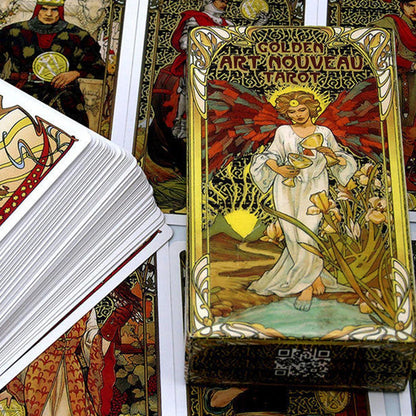 78pcs/Set-golden Art Nouveau Tarot tarot card board game, Golden Art Unzipping card game