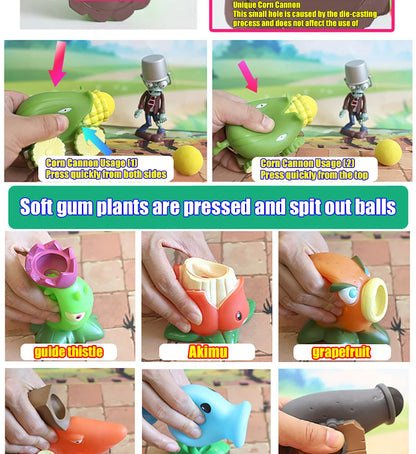 Funny Plants vs. Zombies 2 Hard Glue Peashooter Gatling Pea Shooter Sunflower Action Figure Model Dolls Shooting Toys Kids Gifts