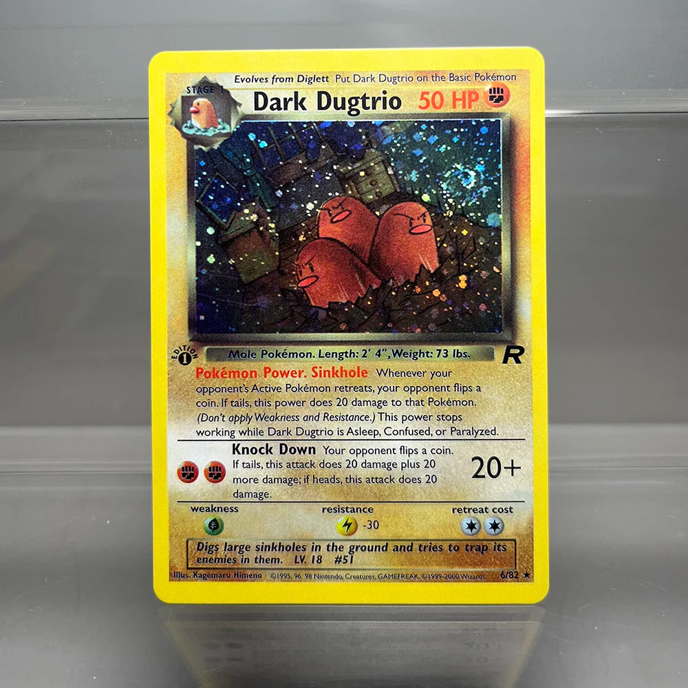 PKM Foil Cards Team Rocket Dark Blastoise Dragonite Charizard 1st Edition 1996 Single Cards Game Collection PTCG Proxy Cards