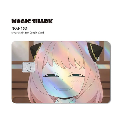 Maigc Shark Gold Dollar Money Cartoon Meme Reflective Sticker Film Cover for Debit Bank Credit Card Small Large Chip