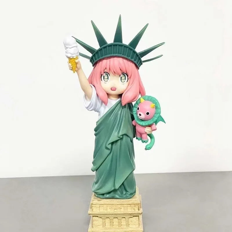 19cm Spy×Family Anya Forger Statue Of Liberty Anime Girl Action Figure Model Statue Collection Desktop Decoration Ornament Toys