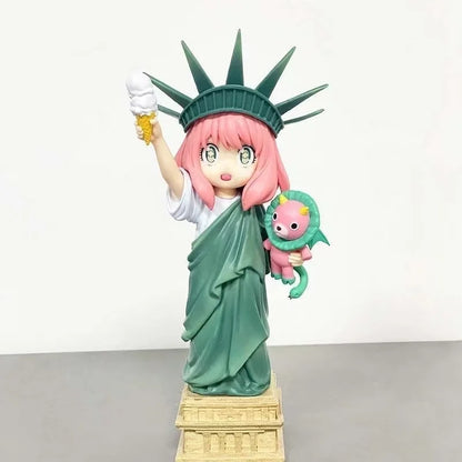 19cm Spy×Family Anya Forger Statue Of Liberty Anime Girl Action Figure Model Statue Collection Desktop Decoration Ornament Toys