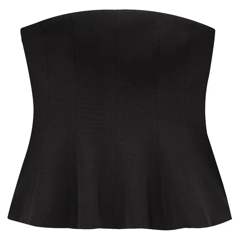 Ruffled Backless Corset Tube Top