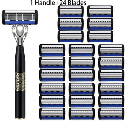 Washable Metal Ordinary Beard And Beard 6-layer Manual Men's Razor Stainless Steel Blade Hand Guard Metal Razor Holder