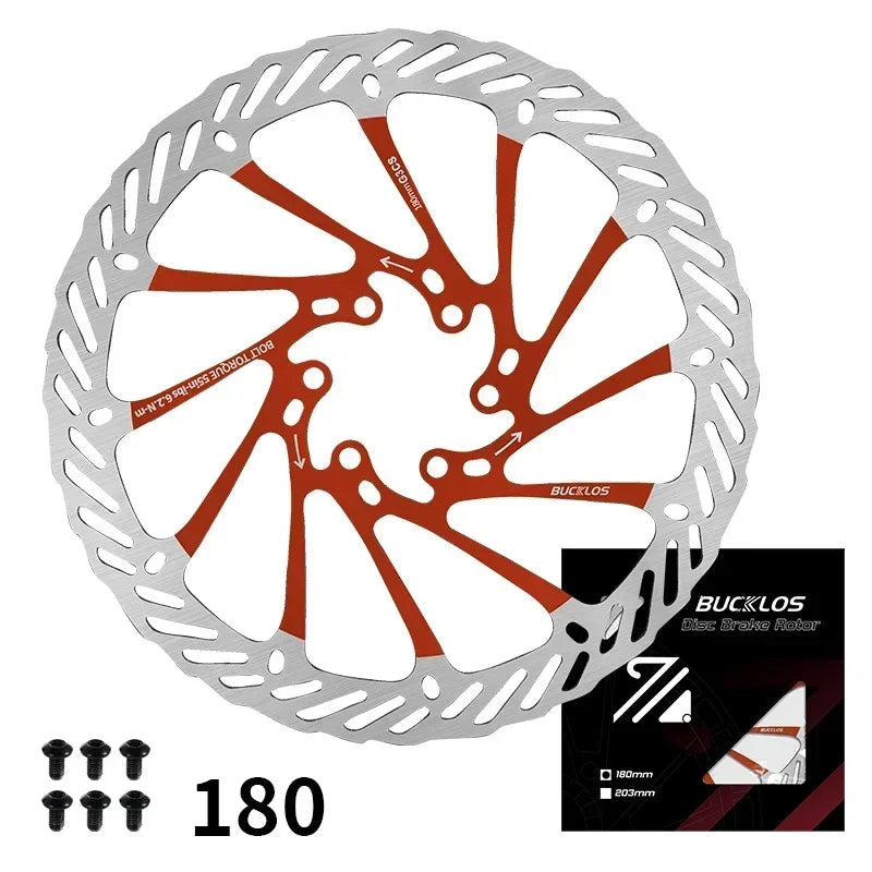 BUCKLOS Ultralight MTB Bike Hydraulic Disc Brake Rotor 160/180/203mm Mountain Road Racing Bicycle Brake Disc with 6 Free Bolts