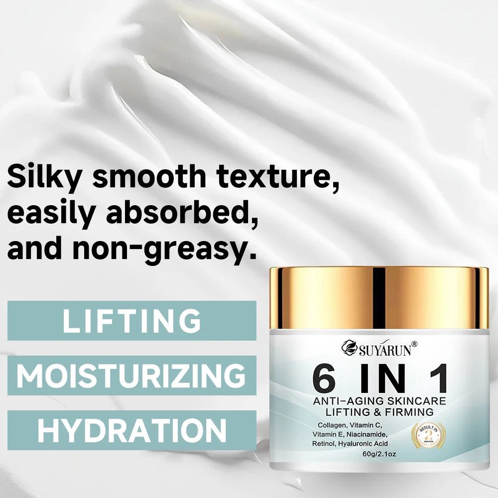 SUYARUN 6-in-1 Anti-Aging Cream - Reduces Wrinkles, Firms, Hydrates, Brightens Skin, For All Skin Types, Free Shipping.
