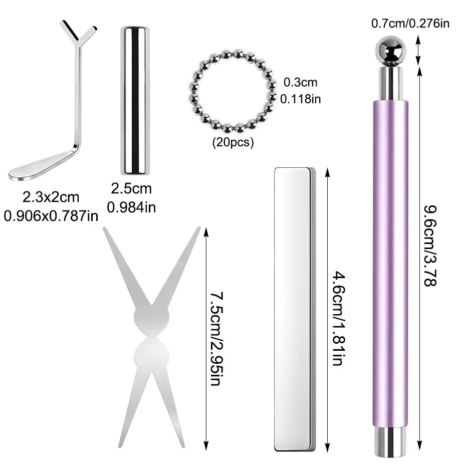 1/6Pcs Cat Eye Nail Magnet Tool Set Double Ended Magnet Stick Round Ball Flat Magnets Cat Eye Heart French Water Ripple Nail Art