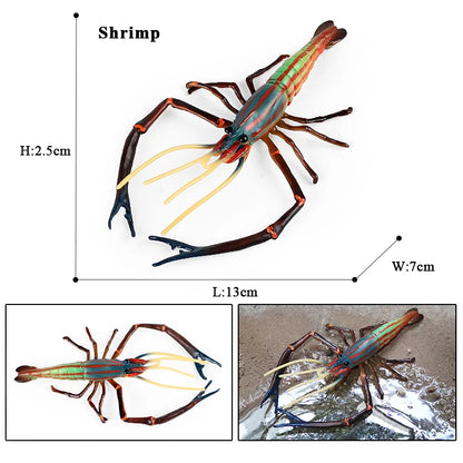 Oenux Ocean Animals Simulation Tiger Prawn Crayfish Shrimp Sea Life Model Figurines Action Figures Collection Toys For Kids Gift