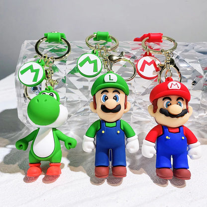 19 Styles Anime Keychain Mario Bros Luigi Toad Bowser Action Figure Model PVC Cartoon Bag Doll Pendant Toys Gift