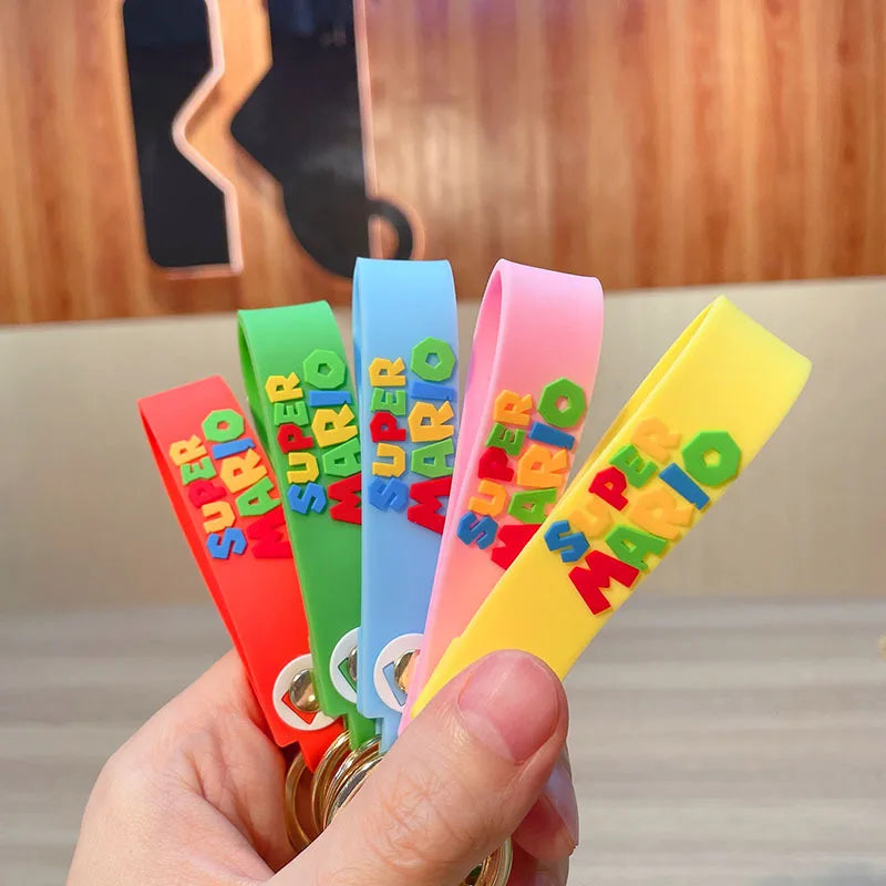 Super Mario Bros Keychain Anime Figure Toad Yoshi Car Decoration Backpack Pendant Accessories Kids