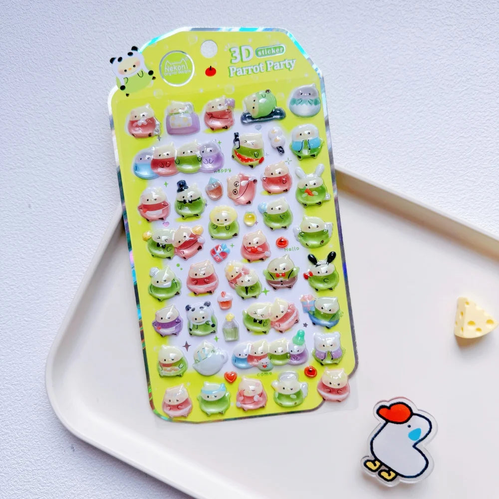 NEKONI Cute Animals Seal Bear Penguin 3D Stickers Scrapbooking DIY Journaling Stationery Diary Cute Stickers School Supply