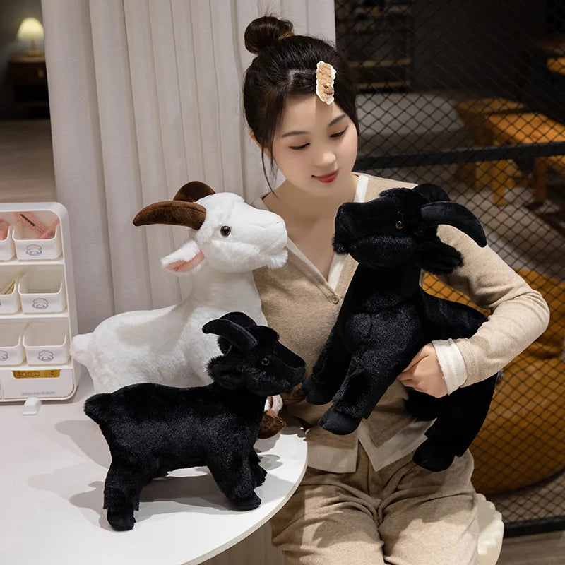 30/40cm Ranch Animal Series Soft Cute Simulation Black White Goat Mountain Lifelike Plush Toys Doll Kid Children Halloween Gift