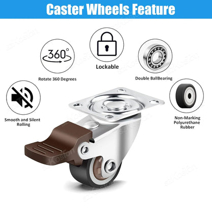 4pcs 1 1.25 1.5 2 Inch Furniture Caster Soft Rubber Universal Wheel Swivel Caster Roller Wheel For Platform Trolley Accessories