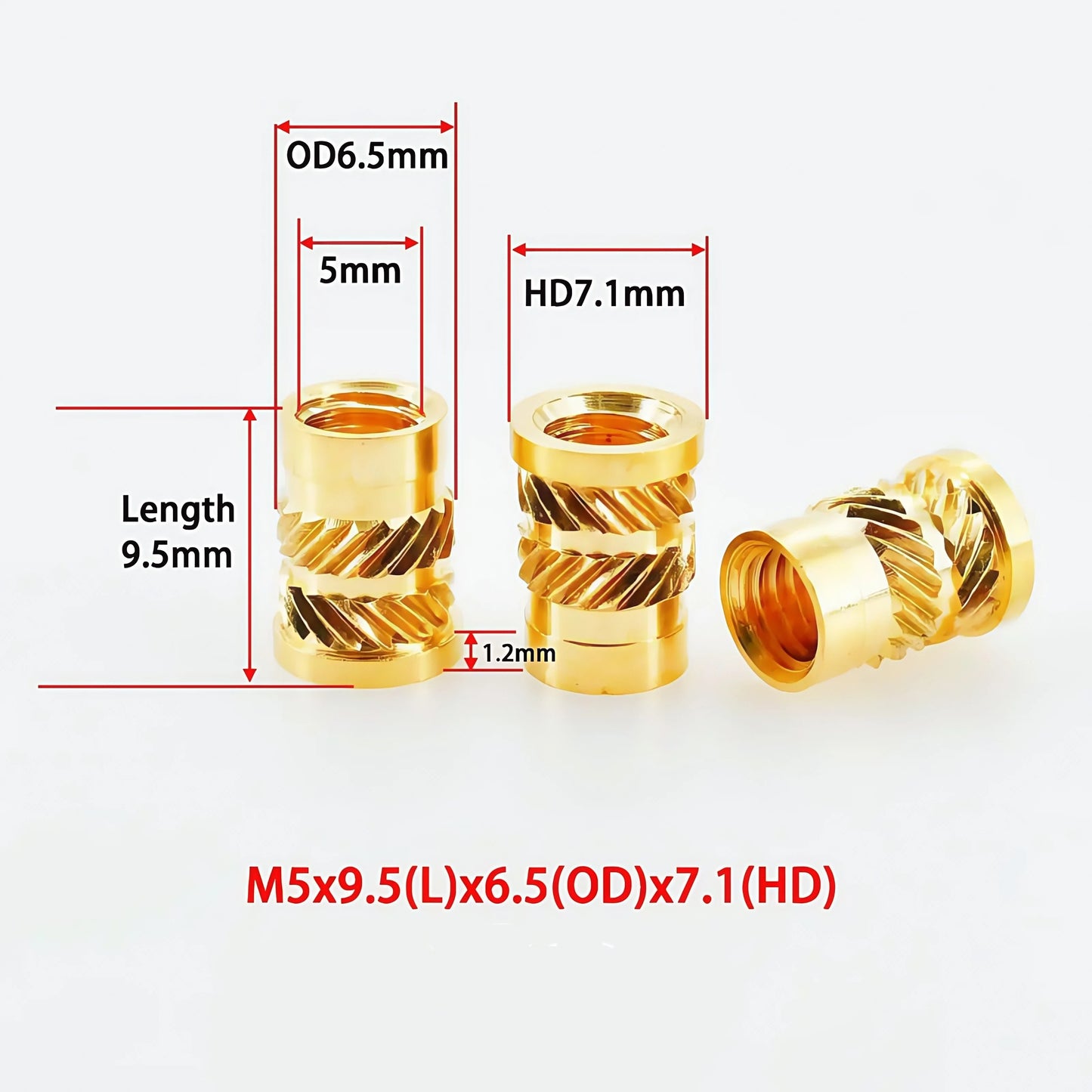 Brass Heat Insert Nut M2 M3 M4 M5 M6 M8 Hot Melt Flange Thread Knurled T-type Copper 3D Printing Injection Embedment Molding Nut