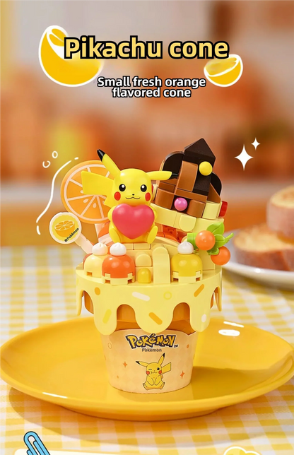 Pokémon Series Building Blocks Pikachu Psyduck Pogaman Cartoon Scene Model Bricks Collection Ornaments DIY Toys Holiday Gifts