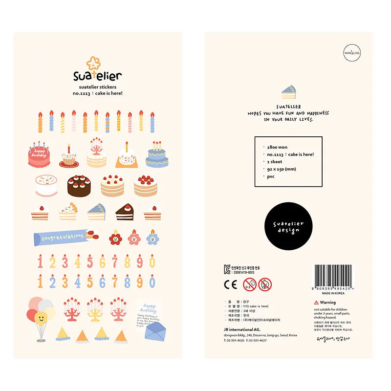 Korean Import Original Suatelier Collection Kawaii Daily Stickers Scrapbooking Diy Journal Stationery Sticker Deco Art Supplies