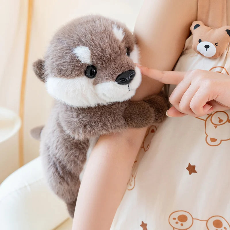 Hugging Otter Plush Toys Fluffy Cozy Magnetic Animal Doll Cute Well-behaved Baby Otter Doll Funny Children Toys Nice Gift