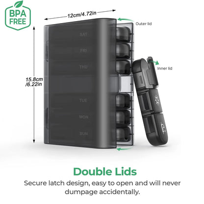 1pcs Pill Box 7 days Organizer 21 grids 3 Times One Day Portable Travel with Large Compartments for Vitamins Medicine Fish Oils