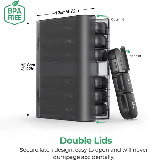 1pcs Pill Box 7 days Organizer 21 grids 3 Times One Day Portable Travel with Large Compartments for Vitamins Medicine Fish Oils