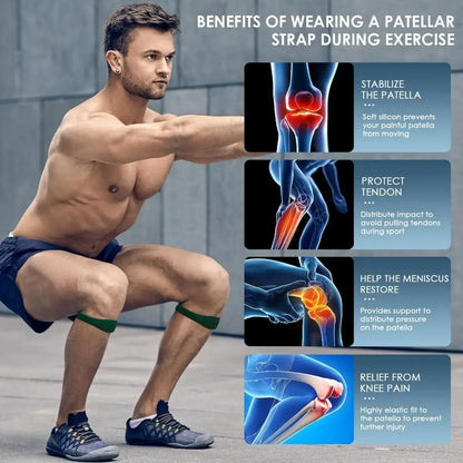 Silicone Patella Tendon Knee Straps Knee Support Fixed Protection Patella Knee Strap Highly Elastic Flexible