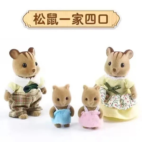 Simulation Forest Rabbit Family DIY Playset Mini Rabbit Bear Figure Toy Dolls Kids Gifts