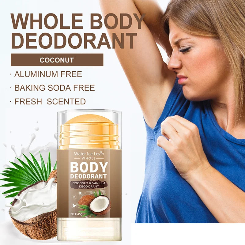 Coconut Body Deodorant Stick, Suitable for Both Men and Women, Moisturizing and Non-Frictional, Suitable for the Whole Body and Intimate Areas, a Travel Essential, for Daily Use | Natural Deodorant