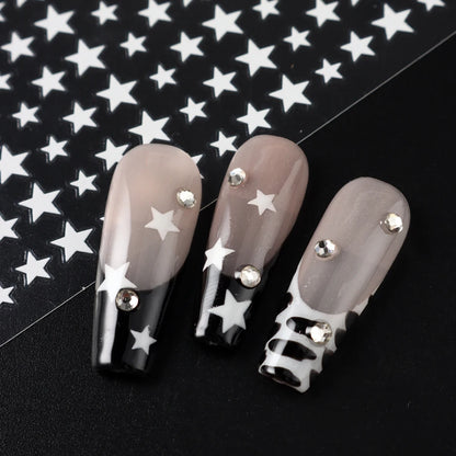 3D Black Pink Stars Stickers for Nails Golden Silvery Stars Adhesive Nail Decals Autumn Winter Festival DIY Nail Art Accessories